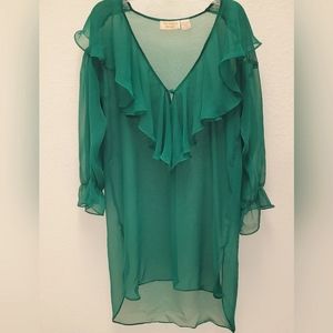 VTG Victoria's Secret Nightie Size S Sheer Green Ruffle Whimsigoth